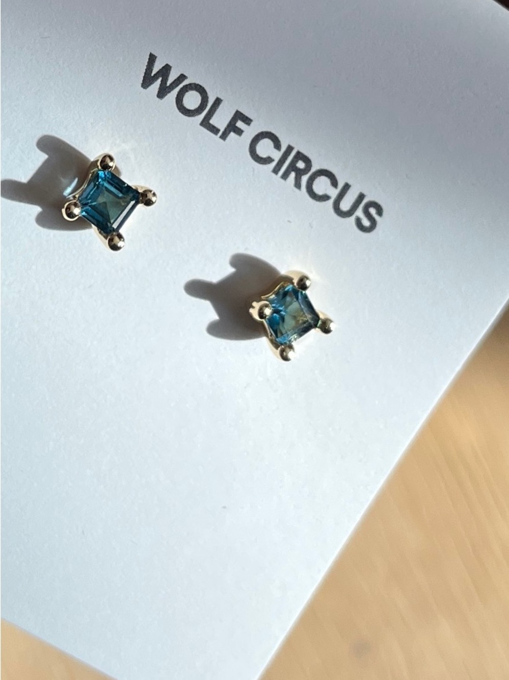WC Studs in Blue Topaz and Gold - Picture 2 of 2